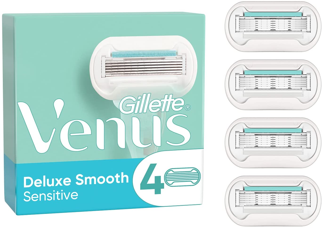 Gillette Venus Deluxe Smooth Sensitive Rasierklingen Damen, (1x4)