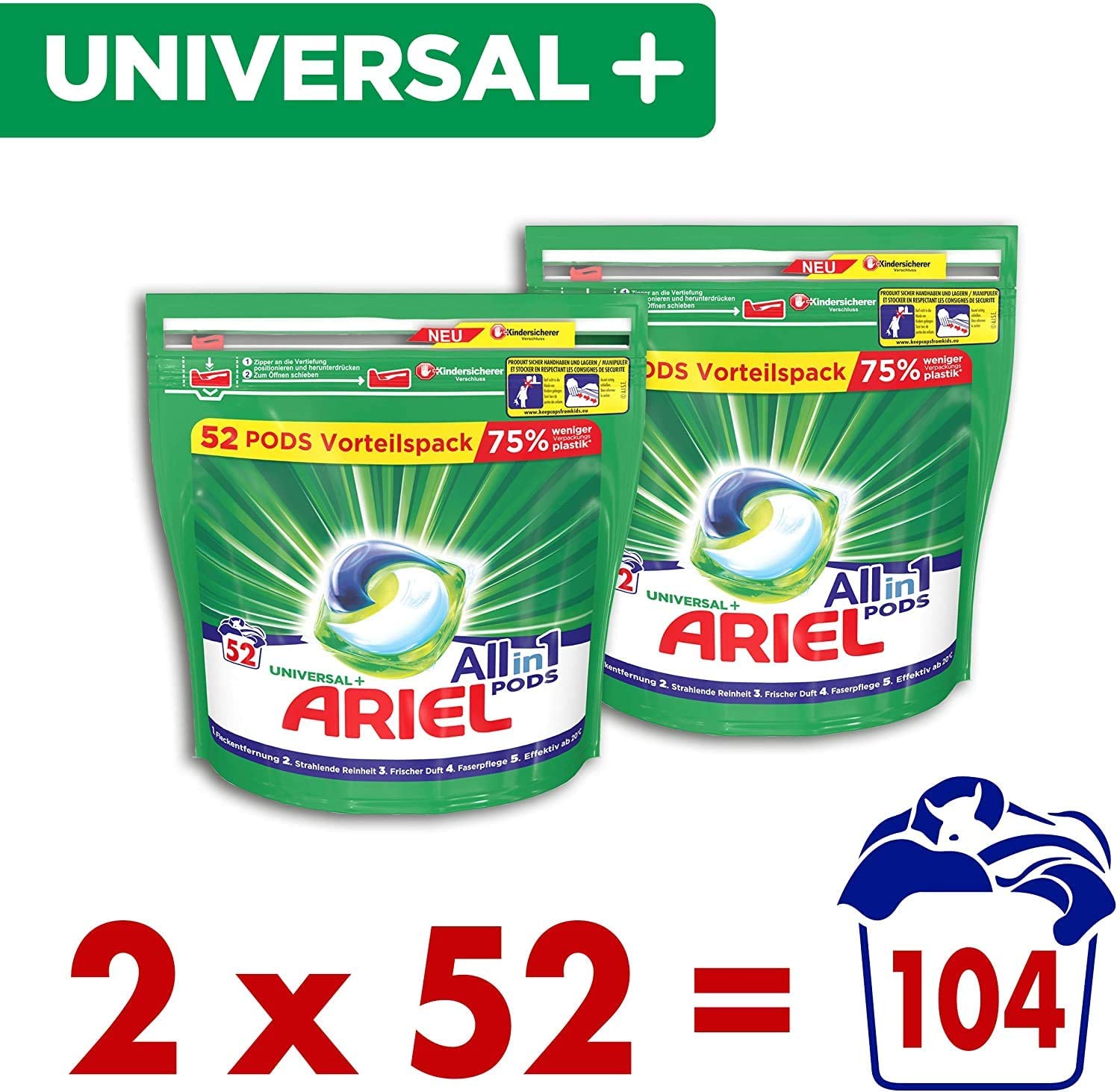 Ariel Waschmittel Pods All-in-1 (104 Waschladungen)